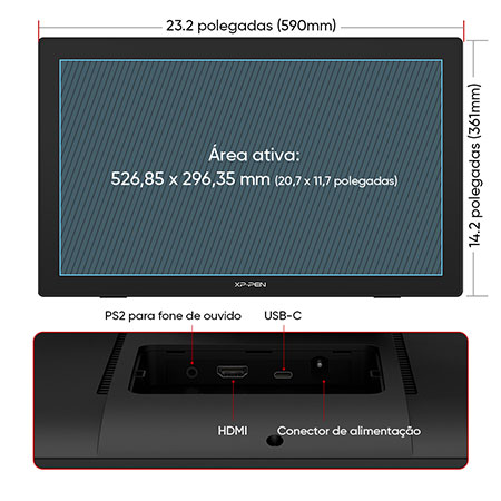 A XPPen Artist 24 (FHD) foi desenvolvido para aumentar sua eficiência criativa em uma tela grande -- economize tempo com menos zoom in e out. Ideal também para jogos, vídeos ou entretenimento, projetando e estendendo numa ampla tela de 23,8 polegadas.