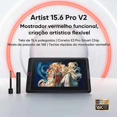 Mesa com tela Artist 15.6 Pro: 123% sRGB, profissional para animação e design