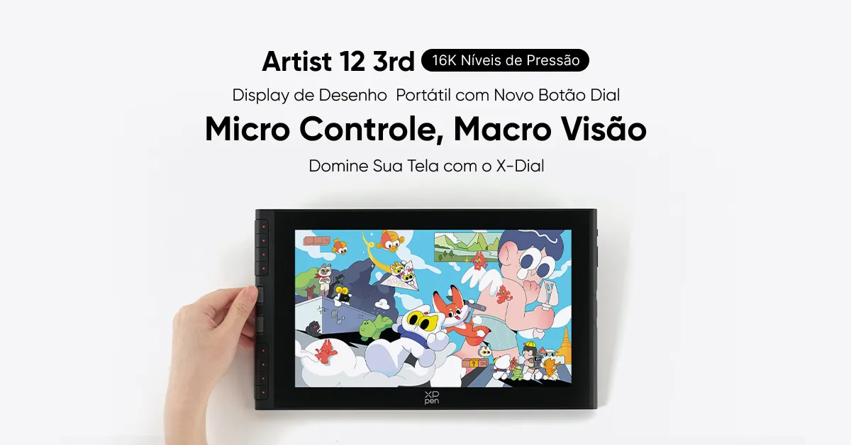 Artist 12 3rd: A opção ultraportátil e de alto custo-benefício que combina o controle preciso da caneta 16K X4 Chip com os práticos anéis DualDial.