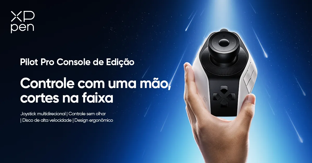 O XPPen Pilot Pro oferece aos editores de vídeo e criadores de conteúdo um controle preciso sobre color grading, navegação na timeline e comandos rápidos.