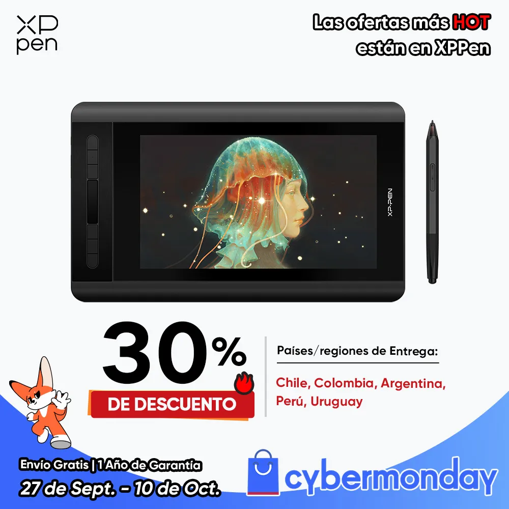 Tableta gráfica de dibujo XPPen Artist 12 con pantalla conun panel