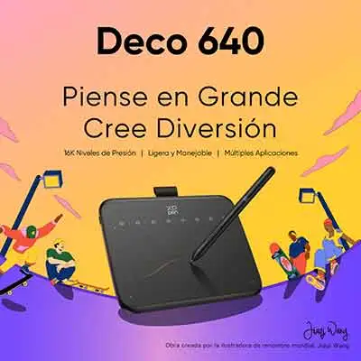 XPPen Deco 640: tableta digitalizadora portátil con 8 teclas personalizables, compatible con Windows, macOS y Android
