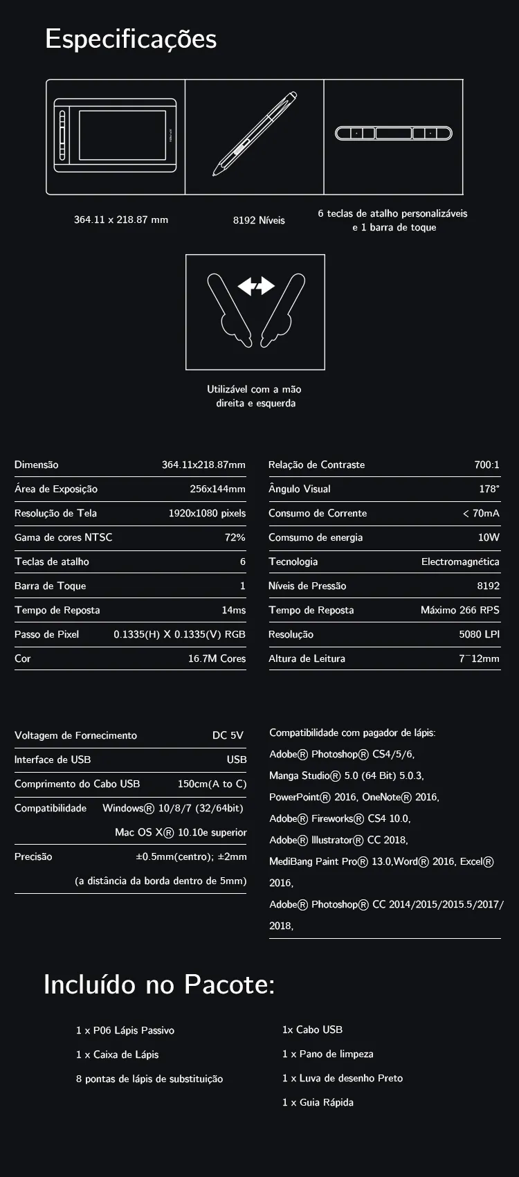XP-Pen Artist 12 anime drawing tablet Specification