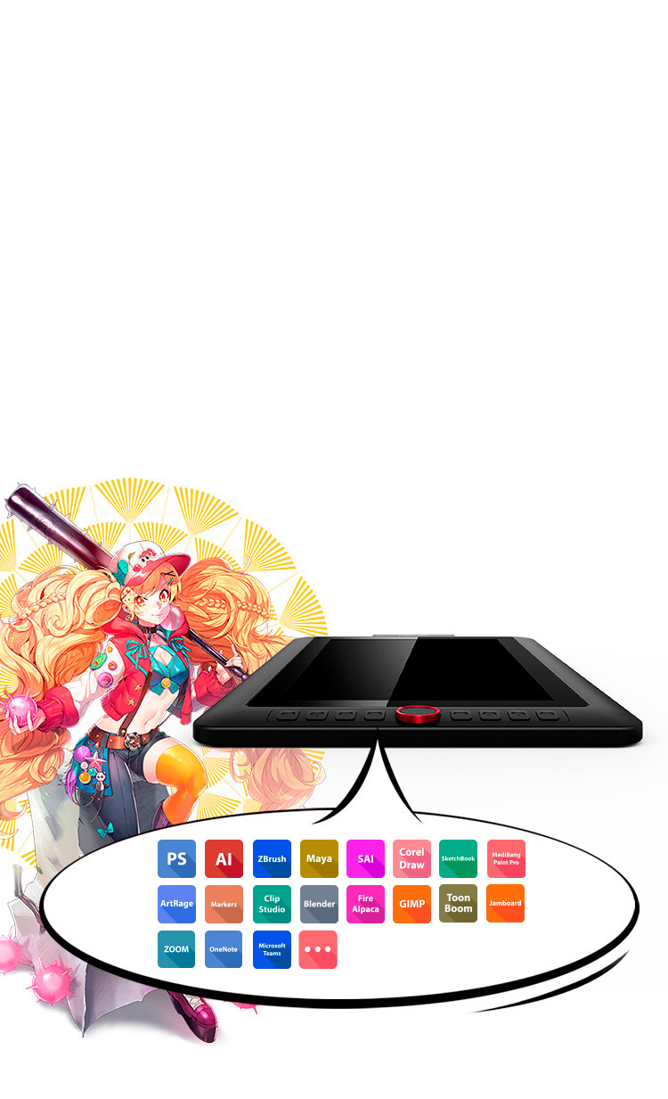 XPPen Artist 13.3 Pro graphic tablet includes a creative Red Dial and 8 fully customizable buttons