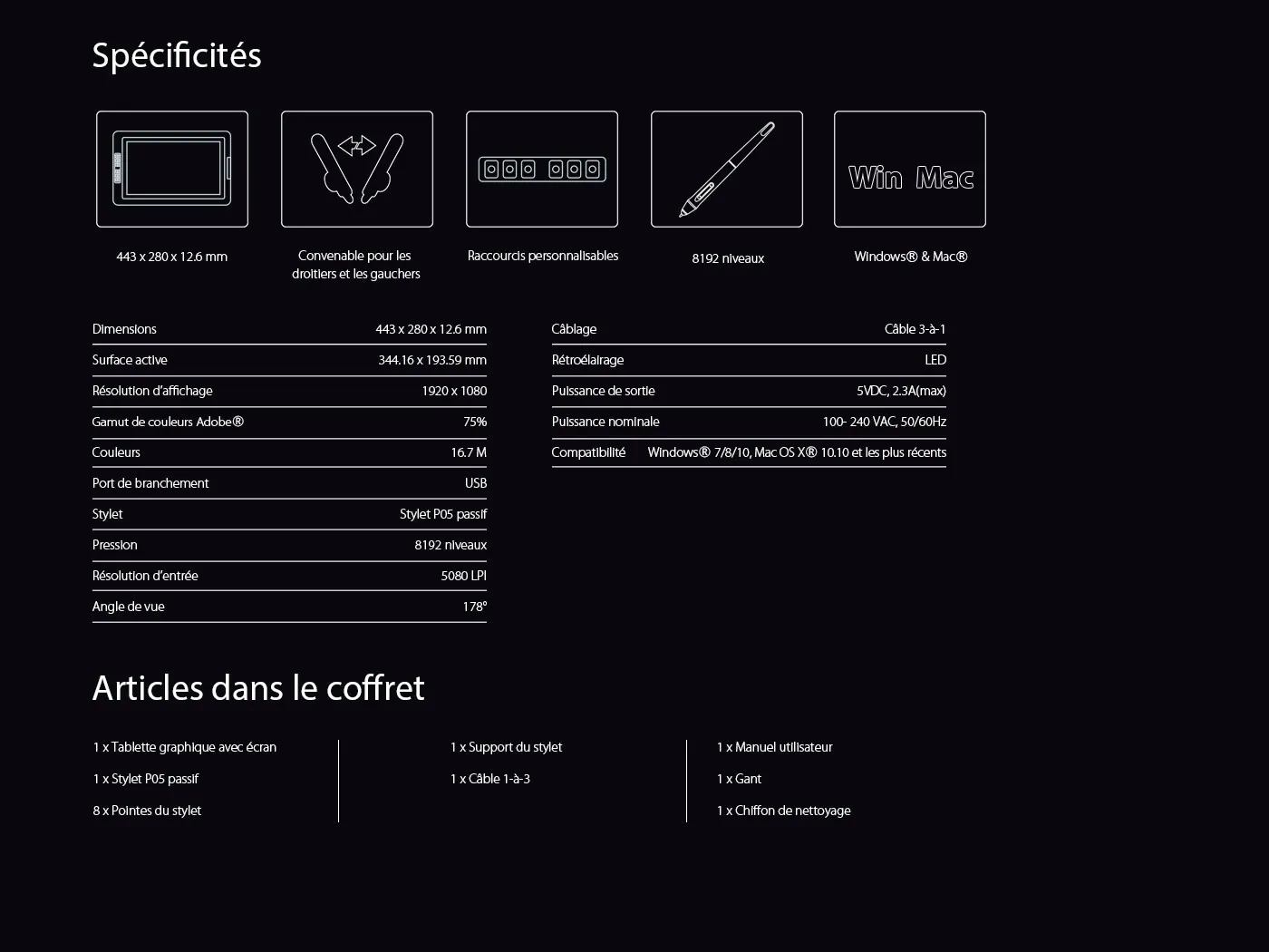 Spécification et Articles du tablette graphique avec écran XP-Pen Artist 15.6