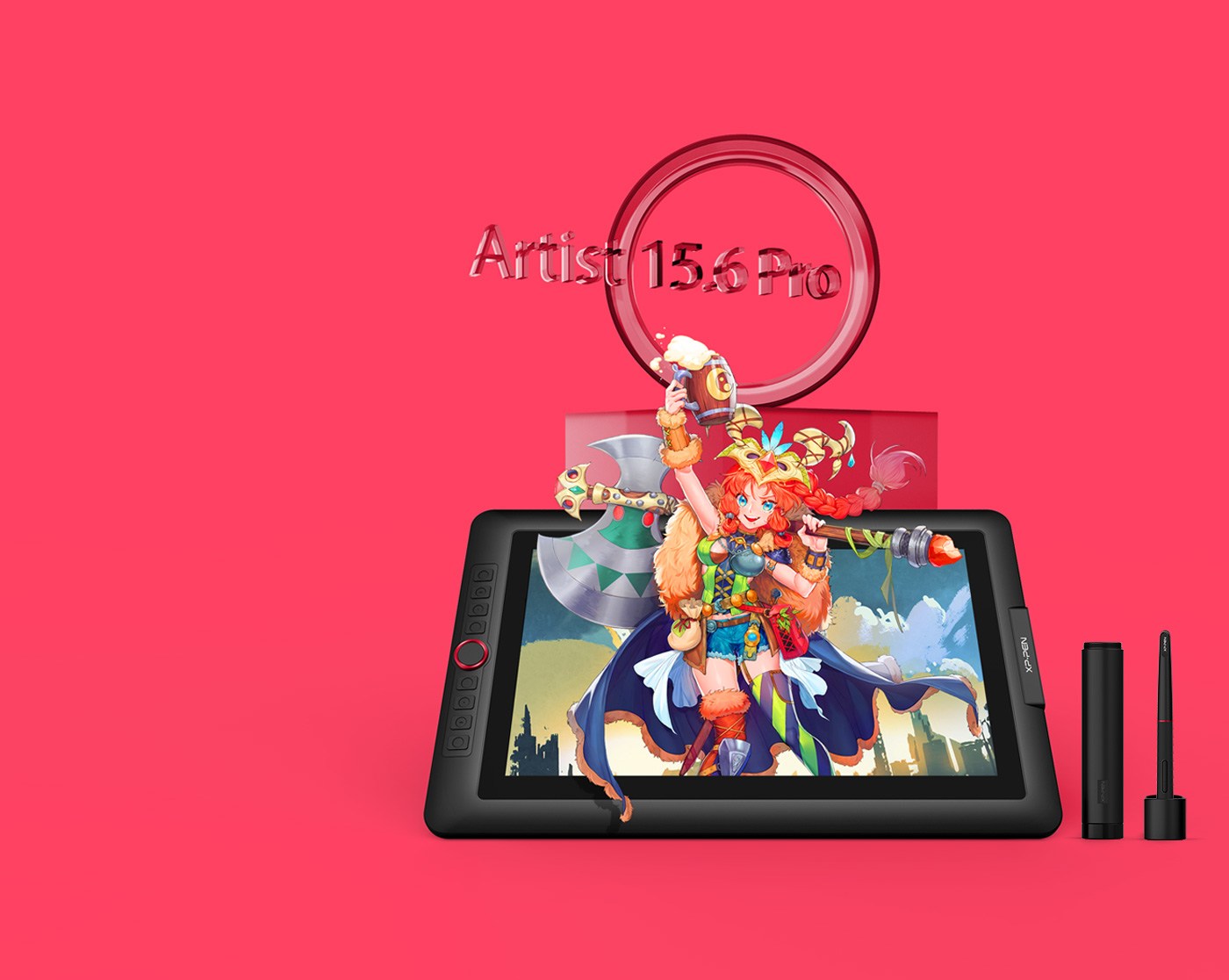 XP-Pen Artist 15.6 Pro tablette écran professionnel Interface avec roulette rouge