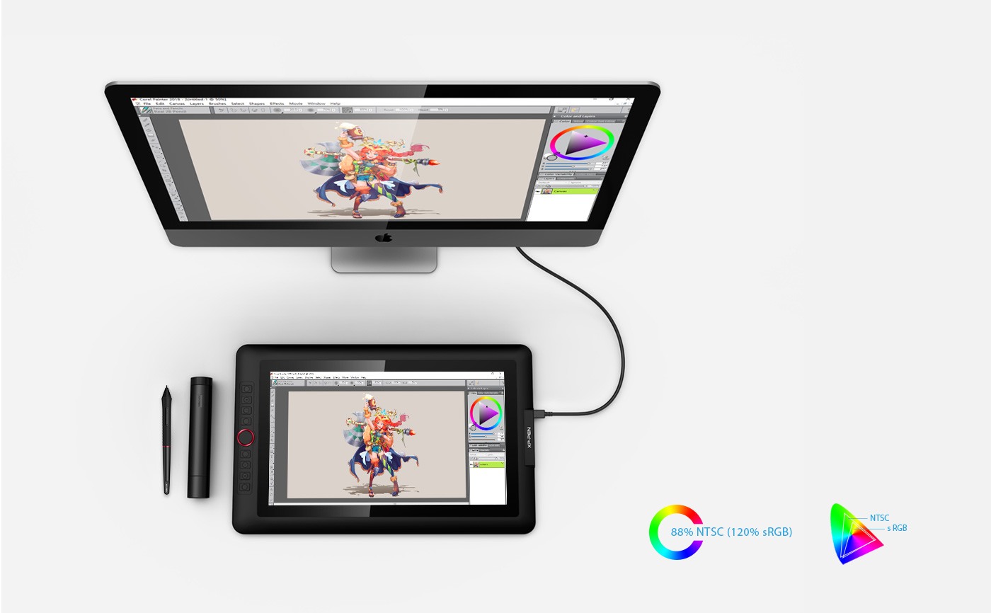 XP-Pen Artist 15.6 Pro Tableta Con pantalla totalmente laminada y color de 90% Adobe RGB