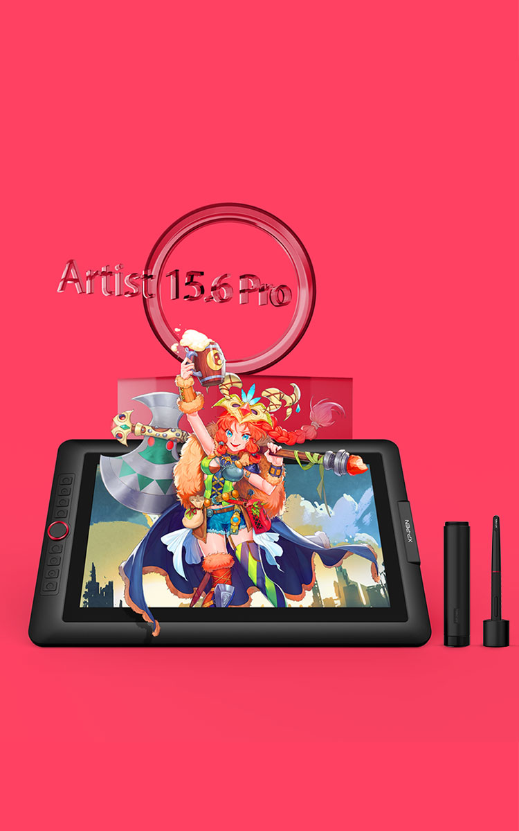 XP-Pen Artist 15.6 Pro Pantalla Gráfica con Interfaz Dial Rojo