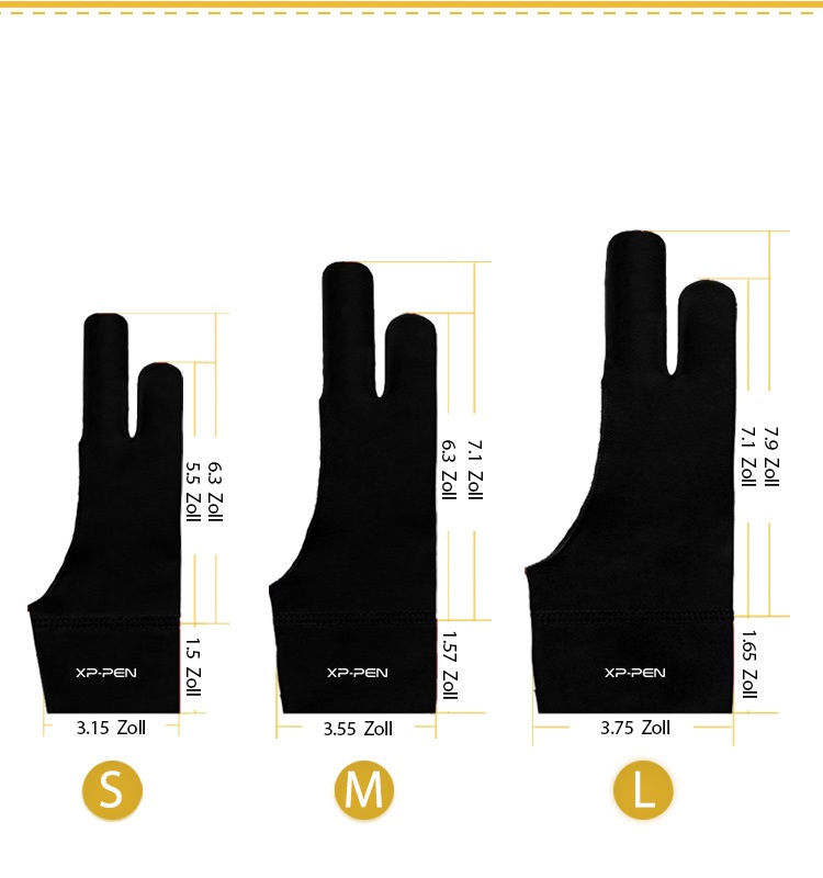 XP-Pen AC 08 Elastisch Lycra Antifouling Handschuh:Handschuhgrößen