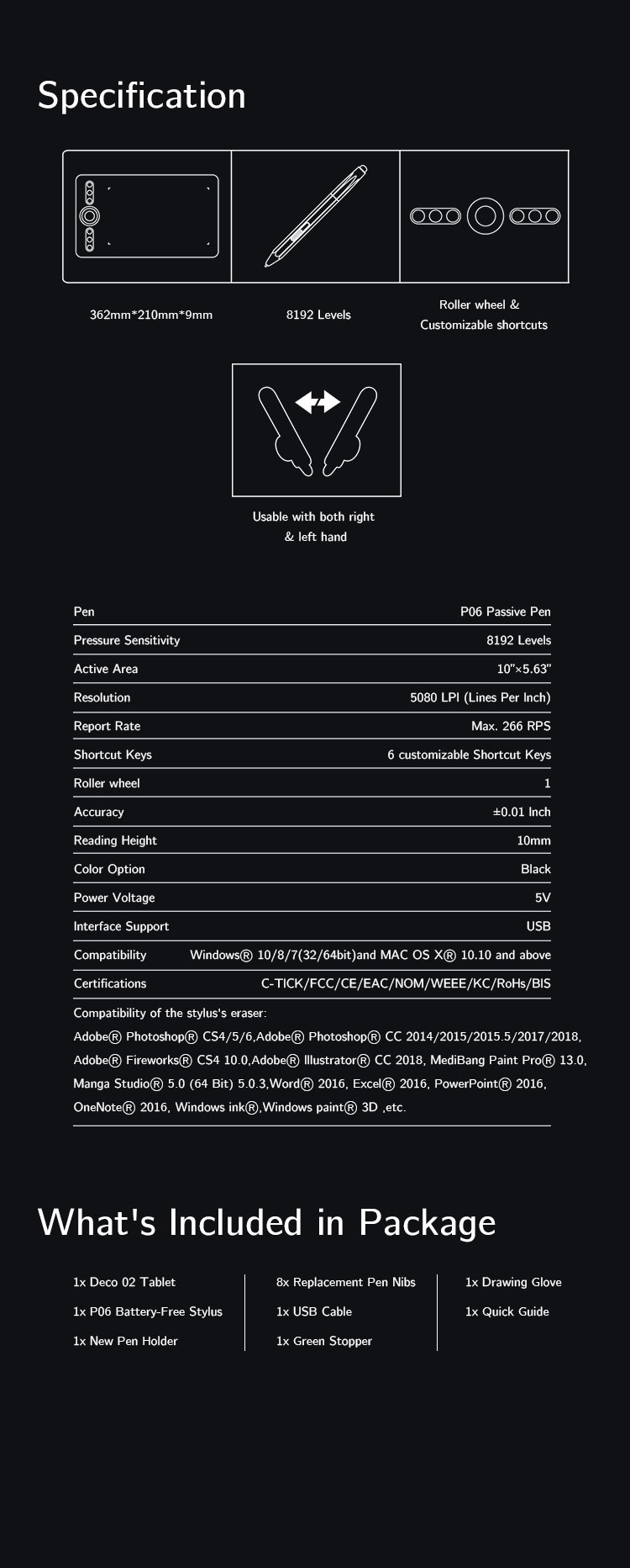 Specifications and Fitting of XP-Pen Deco 02 budget drawing tablet