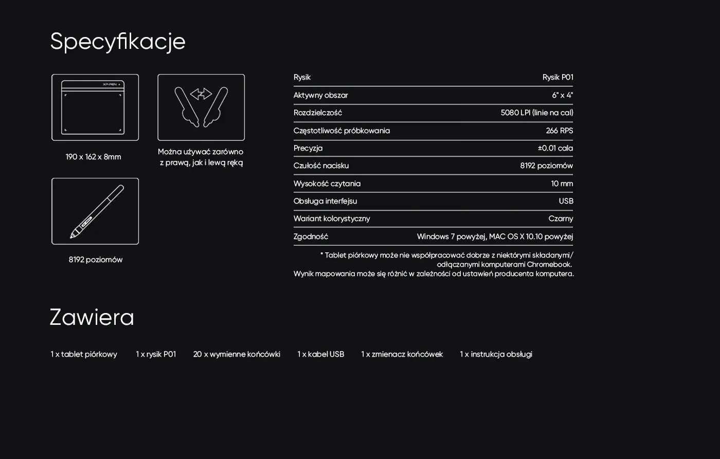 XP-Pen Star G640 best cheap drawing tablet Specification