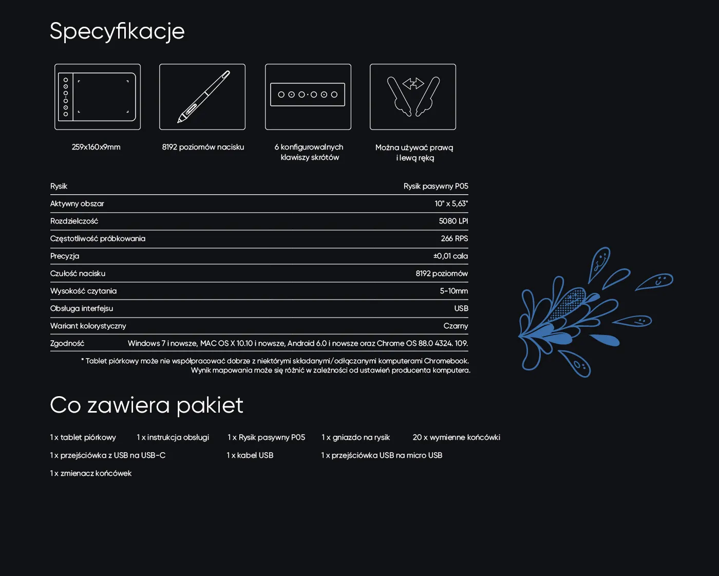 XP-Pen Star G640S kids digital drawing pad Specification