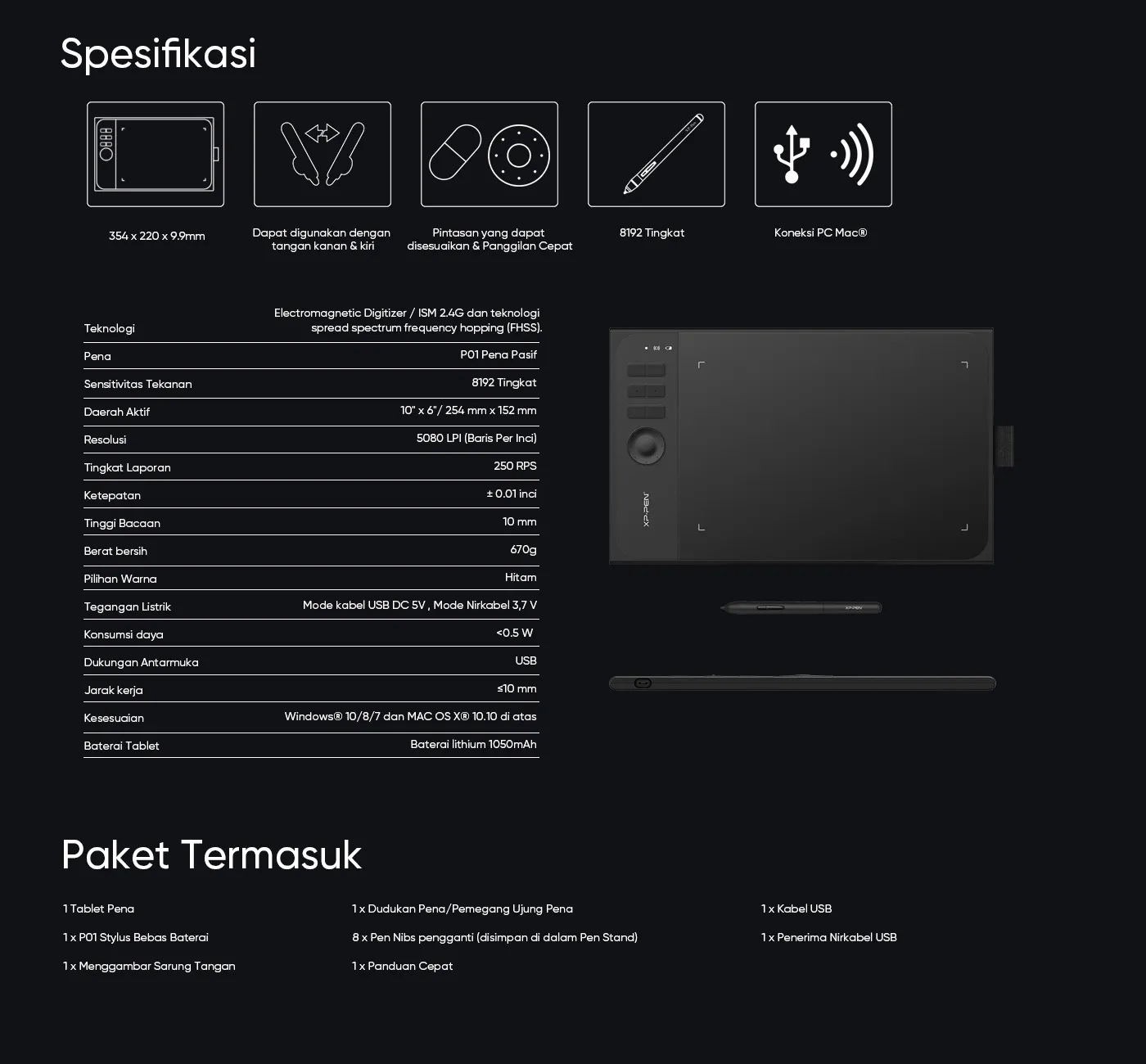 Specifications and Fitting of XP-Pen Star 06 Wireless budget drawing tablet