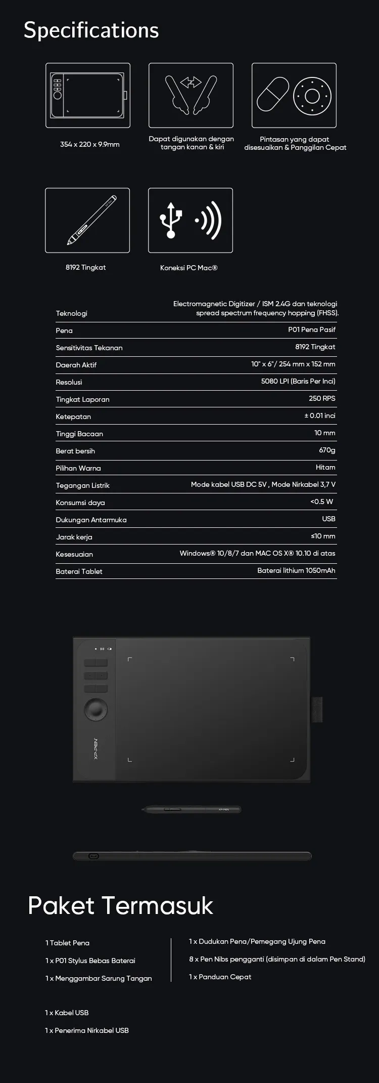 Specifications and Fitting of XP-Pen Star 06 Wireless budget drawing tablet