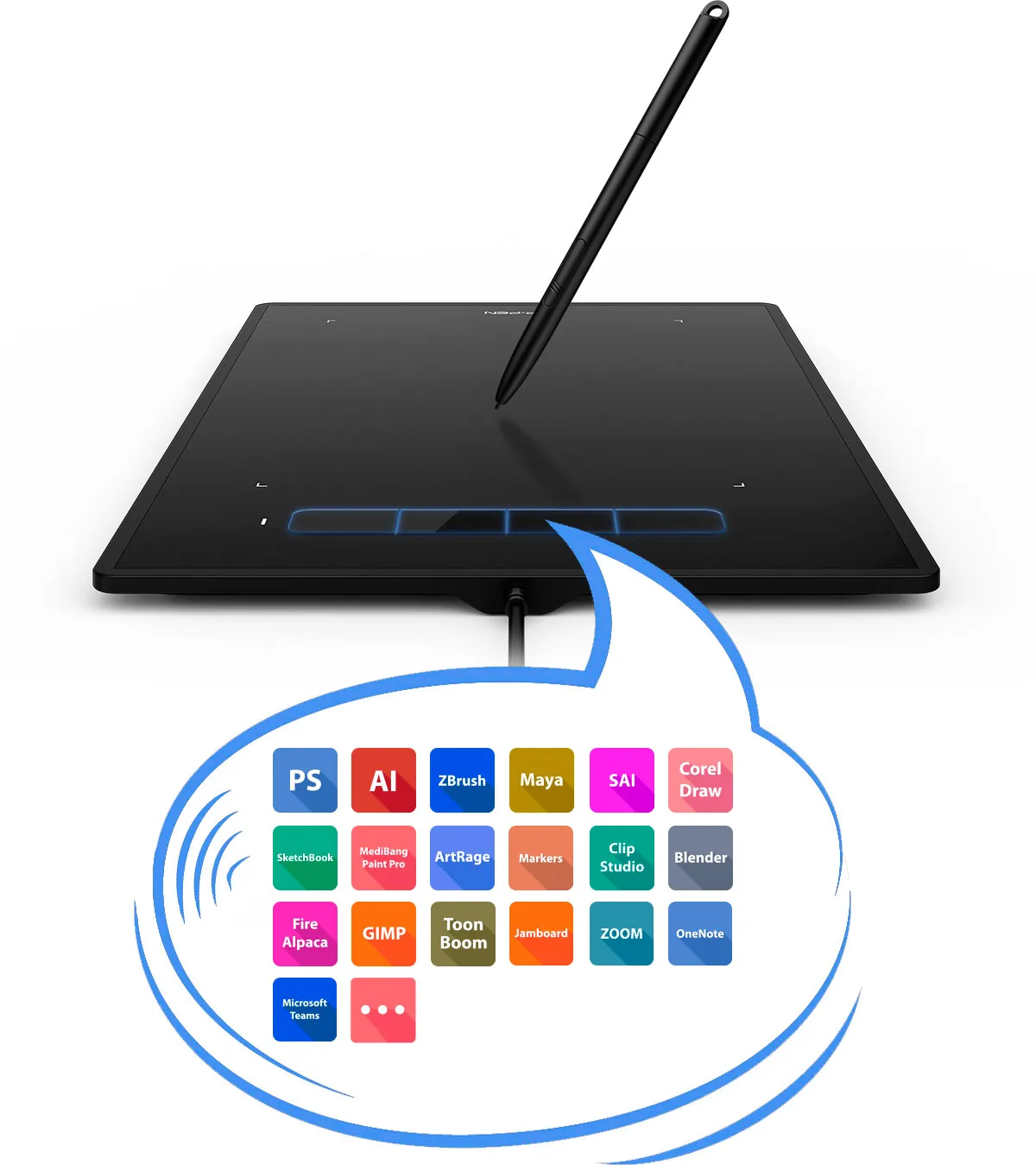 XP-Pen Star G960 best drawing tablet Features four customizable shortcut keys