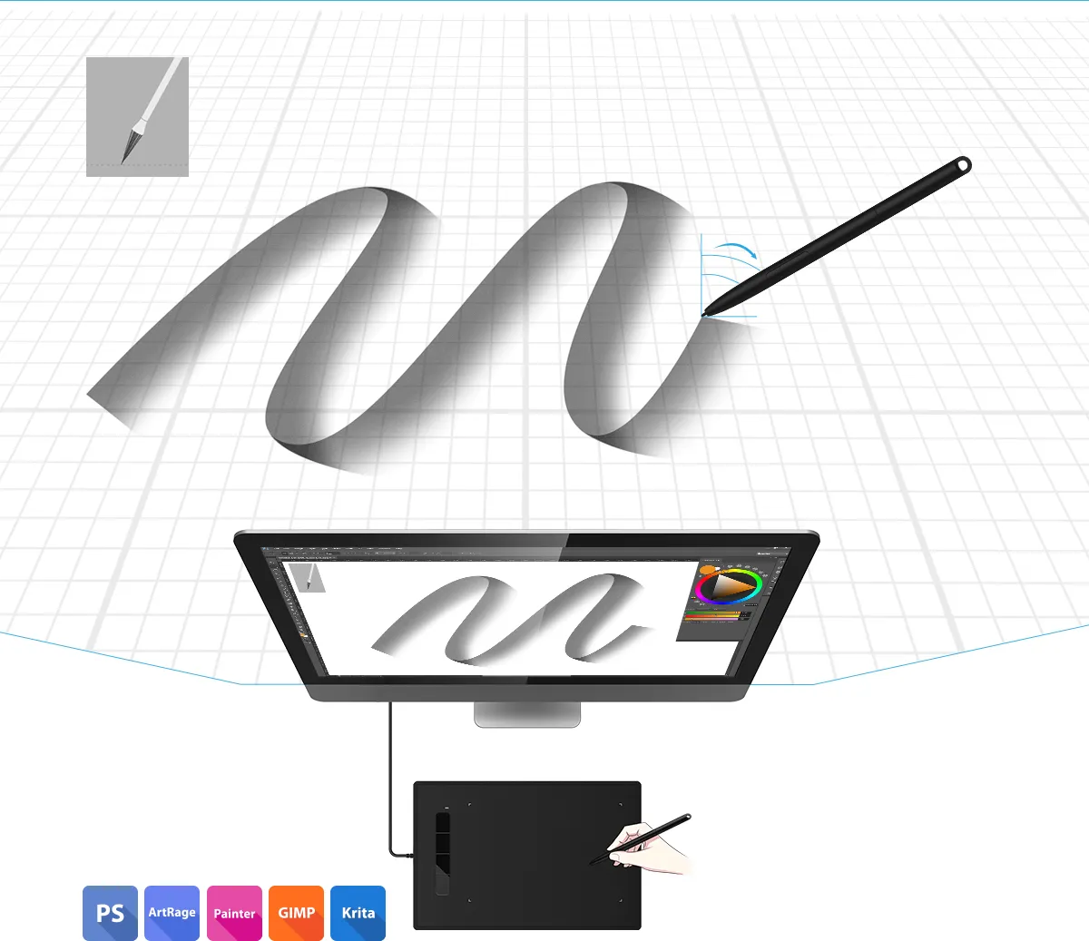 XP-Pen PH3 stylus supports tilt function