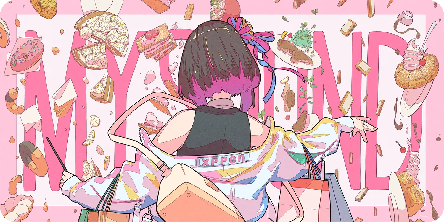 Artist 12 3rd ピンクで彩色されたイラスト。