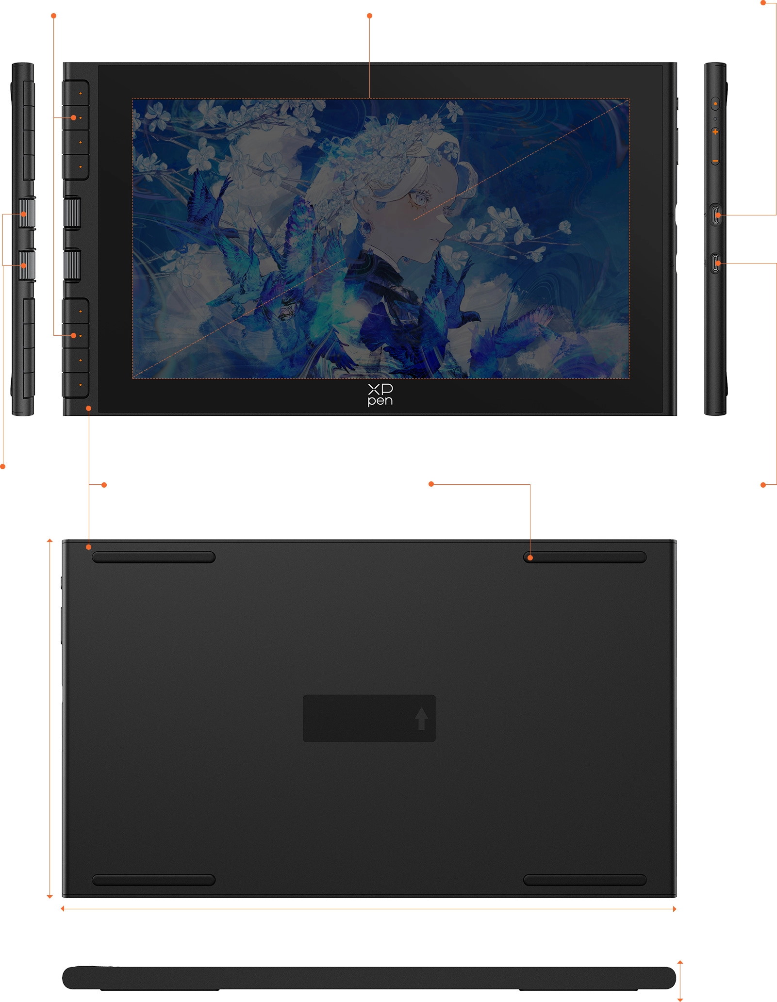 Artist 12 サード のデザインと操作性がひと目でわかる外観解説図