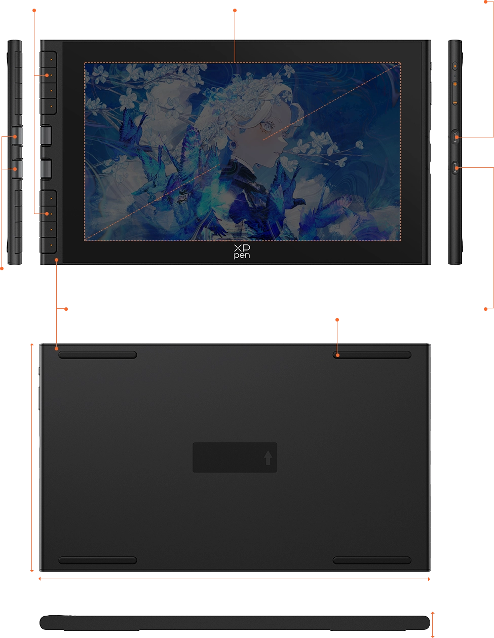 Artist 12 サード のデザインと操作性がひと目でわかる外観解説図