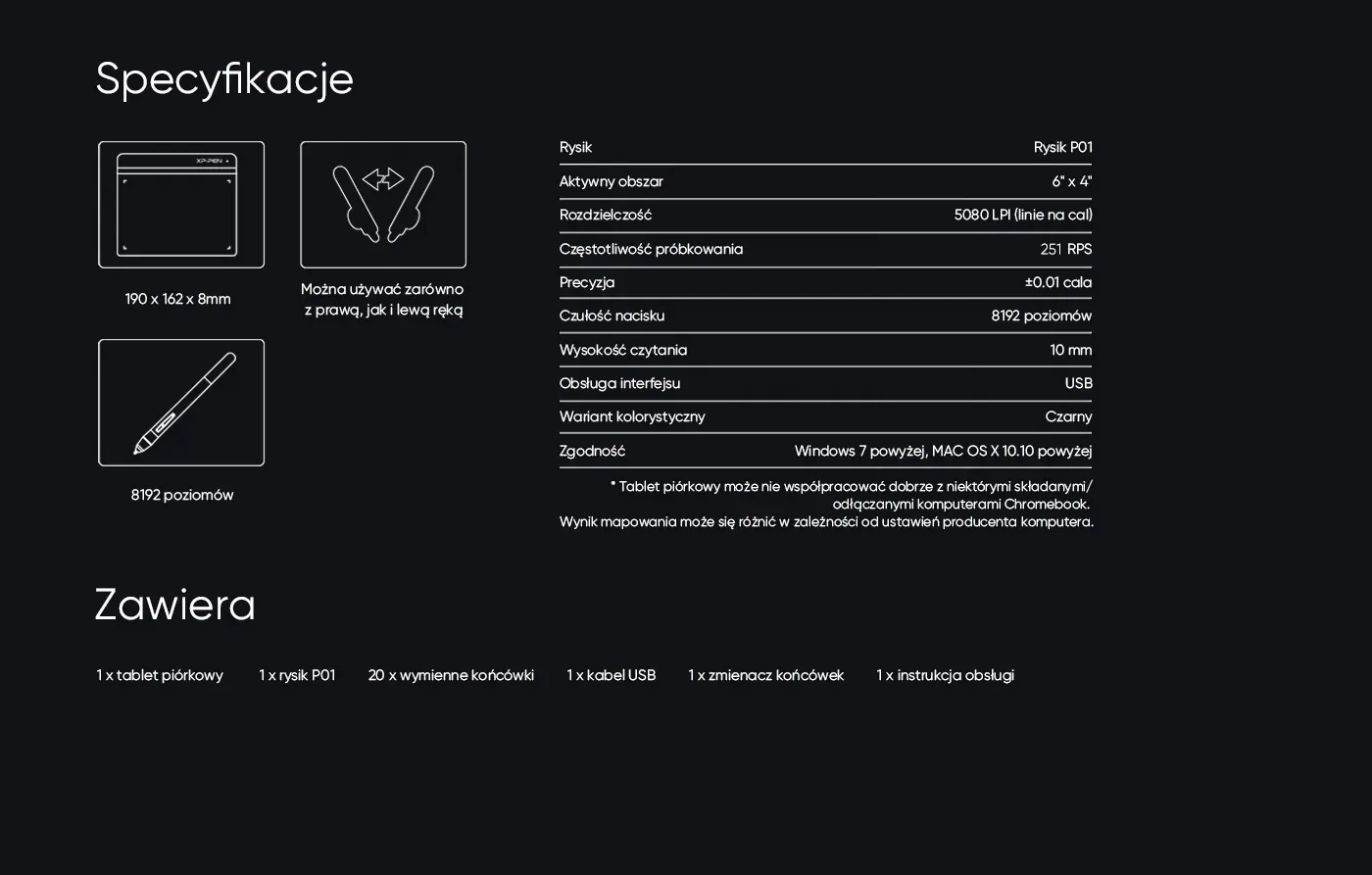 XP-Pen Star G640 best cheap drawing tablet Specification