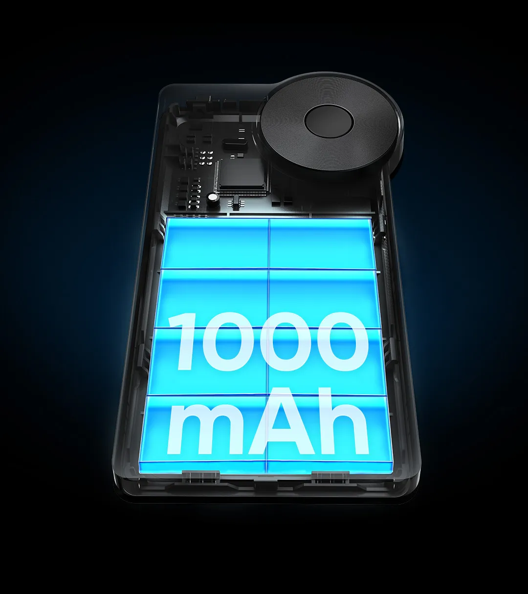 1000mAhバッテリー、長い動作時間