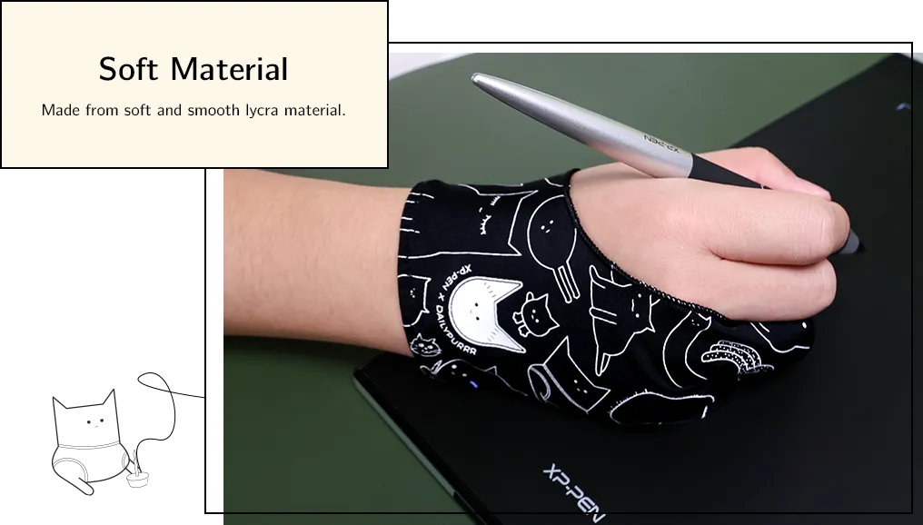 Professional Size Artist Drawing Glove Anti-fouling Lycra Glove