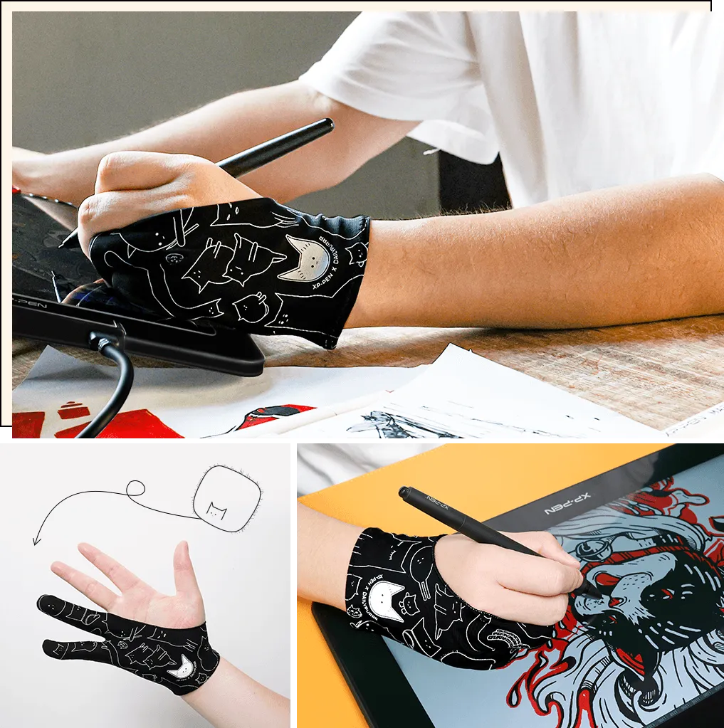 1 Pcs Drawing Gloves Breathable Prevent Mess Up Anti-mistouch Function  Artist Gloves Stretchy Soft Fabric Prote 