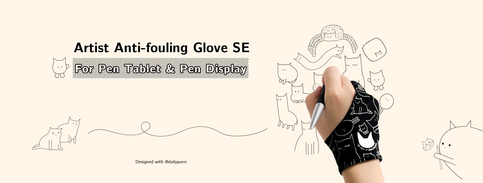 XP-Pen Professional Glove for Drawing Tablet Display Artist Anti-fouling  S/M/L